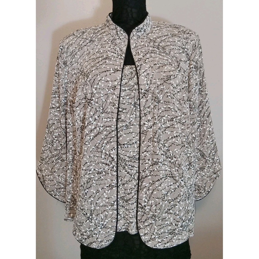 Alex Evenings Women Beige Black White Embellished 2 Piece Set Size 2x‎